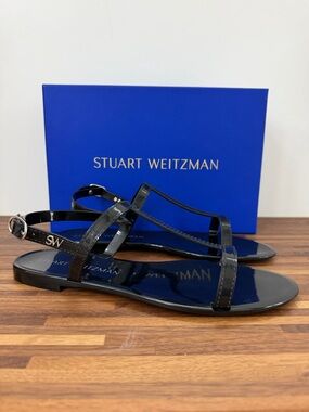 Stuart Weitzman Glossy Black Jelly Flats